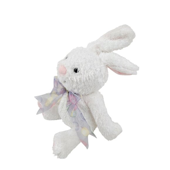 Hallmark White Plush Bunny Bow Pastel Polka Dots 8 in Stuffed Animal Vintage - Picture 6 of 10